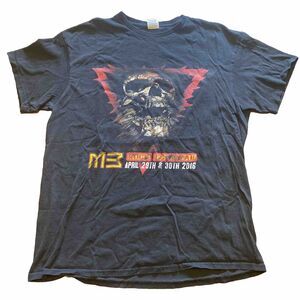 2016 M3 Rock Festival Black Concert Shirt Sz L Black Skull KIX Vince Neil TESLA